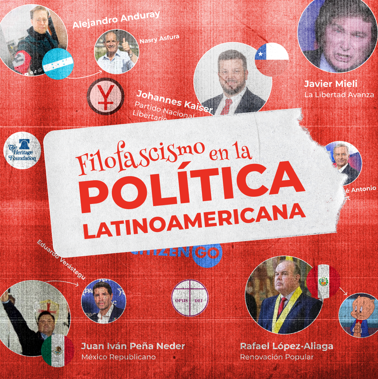 Banner rojo con texto en blanco