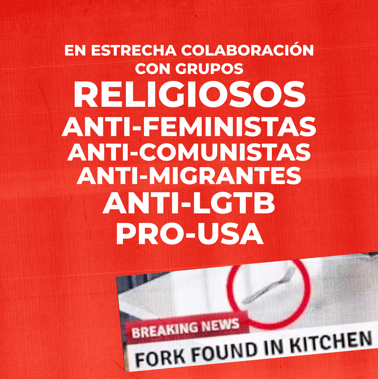 Banner rojo con texto en blanco