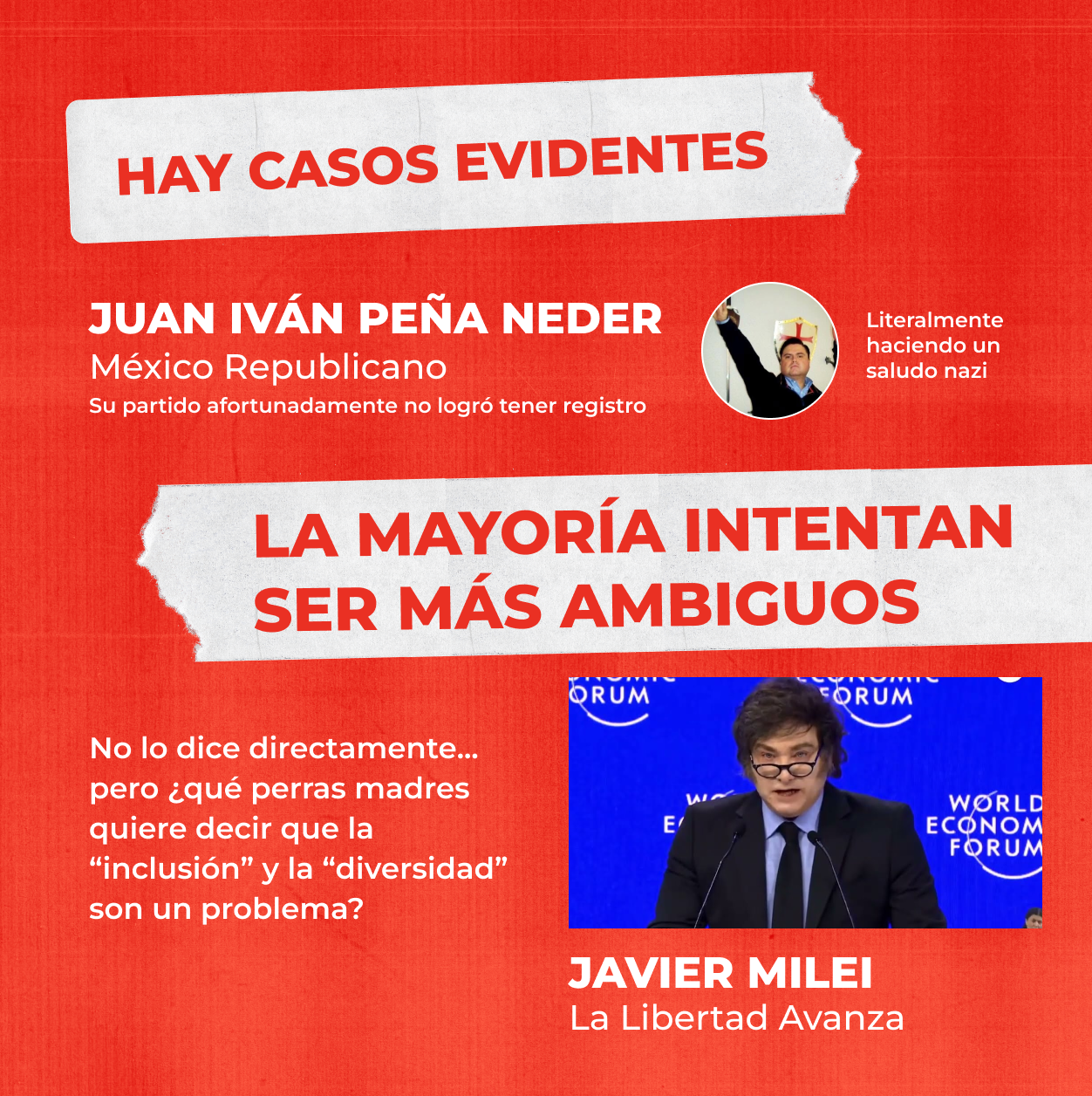 Banner rojo con texto en blanco