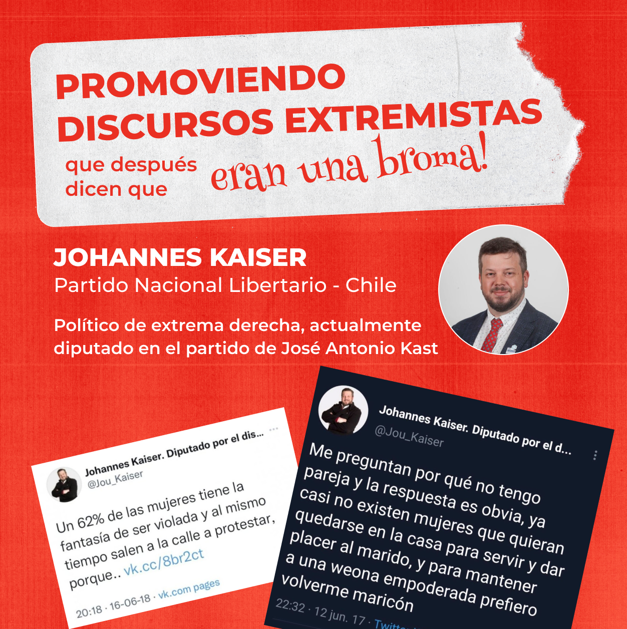 Banner rojo con texto en blanco