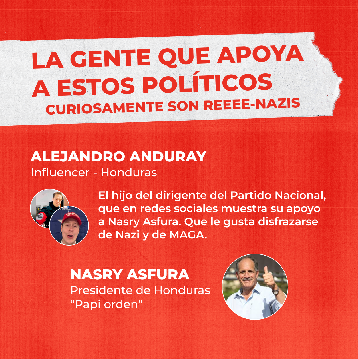 Banner rojo con texto en blanco