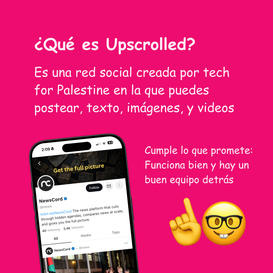 Banner con ilustraciones explicando las ventajas y las debilidades de upscrolled