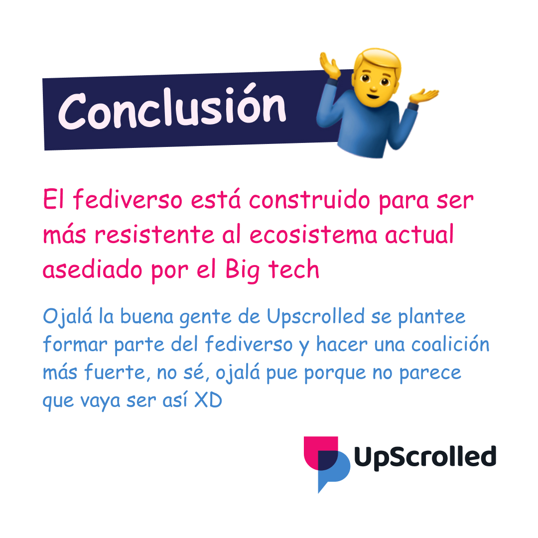 Banner con ilustraciones explicando las ventajas y las debilidades de upscrolled